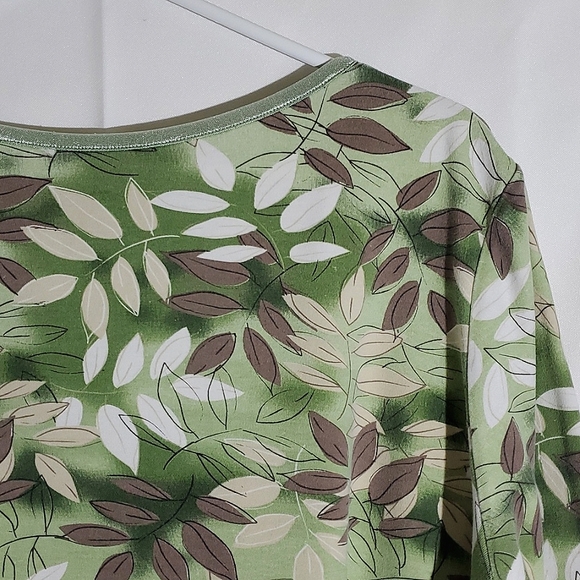 Carroll Reed Green Leaf/Fern 3/4 Sleeve Cotton Shirt - Size XLarge - Picture 9 of 13